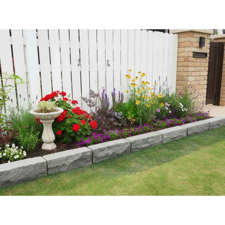 グレー 花壇 石 仕切り 土留め 砂利止め 花壇ブロック 庭 庭石 自然石