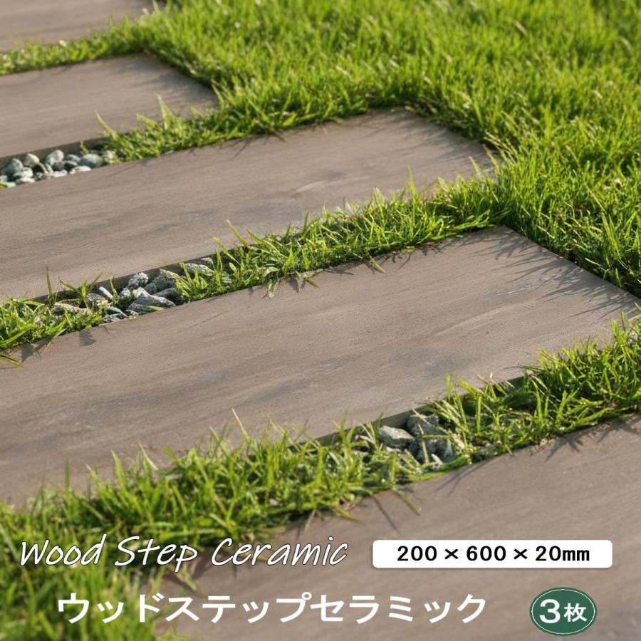 ウッドステップセラミック 枕木 タイル 3本 200×600mm 20mm厚 枕木風