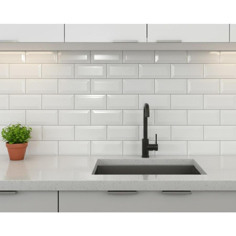 サブウェイタイル キッチン 壁 タイル 白 カフェ風 キッチンタイル