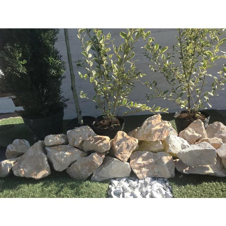 庭石 ロックガーデン 石 割栗石 大 ベージュ&ホワイト 約90-180mm 20kg