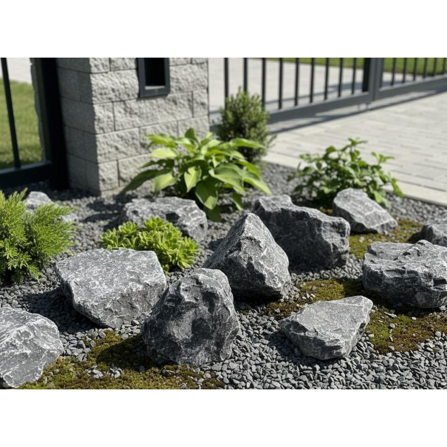 庭石^_^庭にどうですか^_^サイズもいい感じ〜汚れは有りますが割れは無いです 庭石 ロックガーデン 石 割栗石 黒 自然石 クラッシュロック