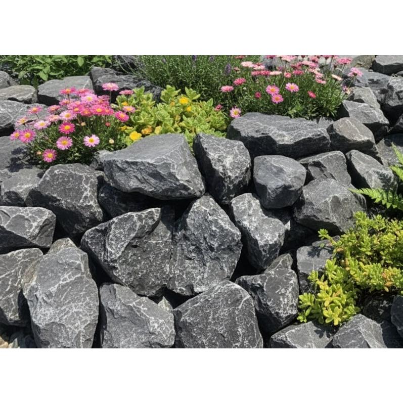 庭石 ロックガーデン 石 割栗石 黒 自然石 クラッシュロック