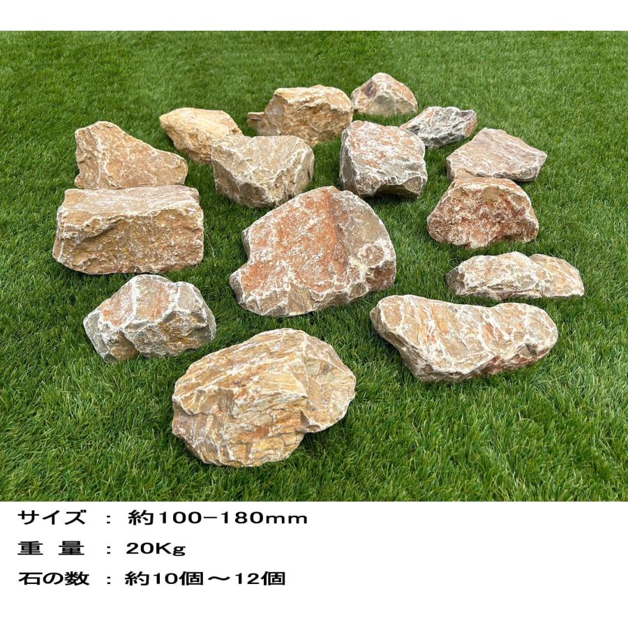 庭石 ロックガーデン 石 割栗石 イエローブラウン 約100〜180mm 20kg