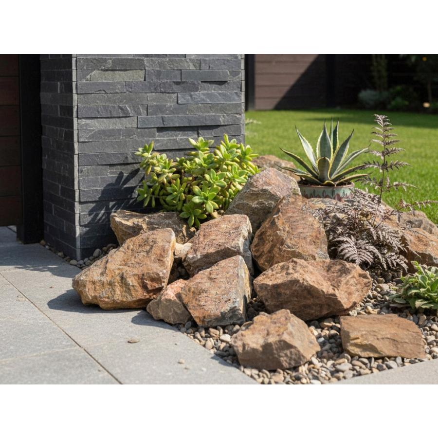 庭石 ロックガーデン 石 割栗石 ブラウン 茶色 ガーデニング石
