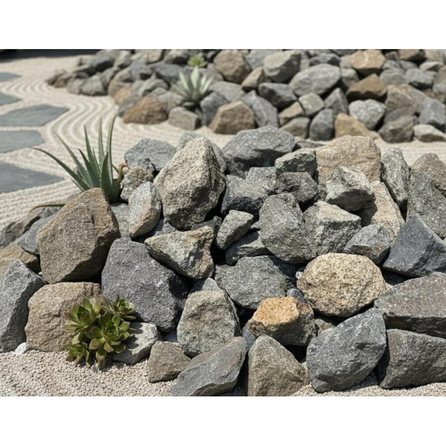 庭石 ロックガーデン 石 割栗石 本州石 約70-150mm 20kg 安山岩