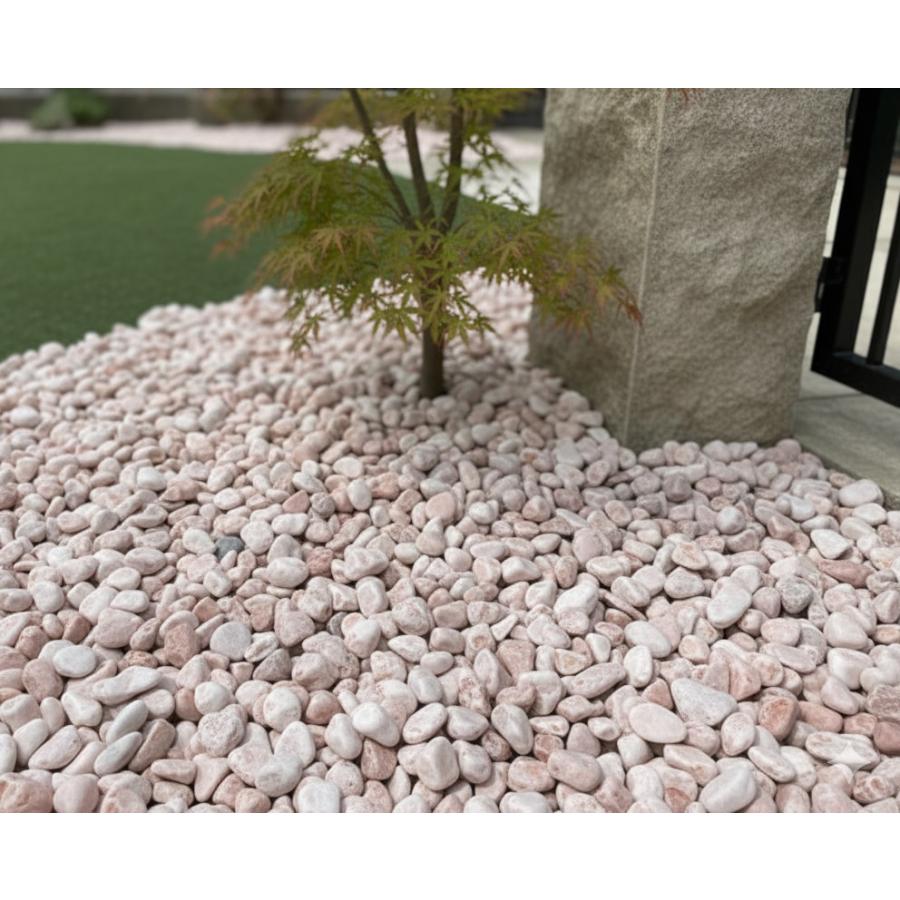 玉砂利 ピンク 玉石 庭 砂利 石 ピンクタンブル 約15-25mm 20kg or 