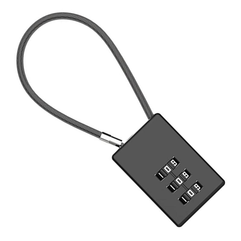 南京錠 ロック ワイヤーロック バッグ ロック ダイヤル式ワイヤーロック 小型南京錠 防水 防犯 盗難防止 会社 学校 屋外 旅行（ブラック