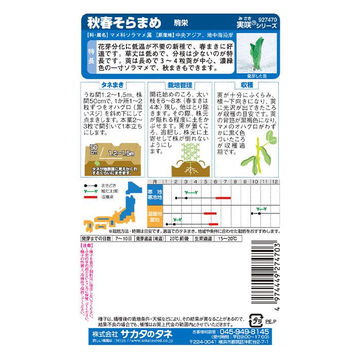 野菜の種 実咲野菜7470 秋春そらまめ 駒栄 : STYLE1187 - 通販 - Yahoo