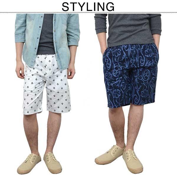 柄 ハーフパンツ ジャージ スウェット ハーフ 白 メンズパンツ 短パン ショートパンツ ショーツ ハーフ 白 メンズ イージー トライバル ユリ 総柄 Sb 5651 Styleblock スタイルブロック 通販 Yahoo ショッピング