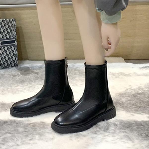 STYLEBLOCK ブーツ ショート ローヒール 黒 合成皮革 PUレザー STYLEBLOCK ブーツ ショート ローヒール 黒 合成皮革 PUレザー
