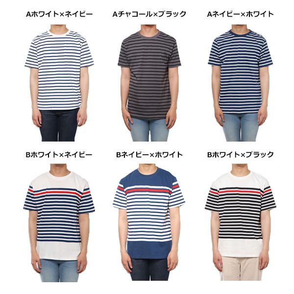 Tシャツ カットソー ボーダー柄 クルーネック コットン 綿100% 半袖 マリン パネル トップス ユニセックス メンズ セール　20220818s｜styleblock｜02