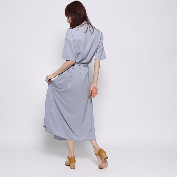 ワンピース シャツワンピース 半袖 開襟シャツ オープンカラー ヴィンテージサテン ダブルボタン レディース Sb Z9 Styleblock スタイルブロック 通販 Yahoo ショッピング