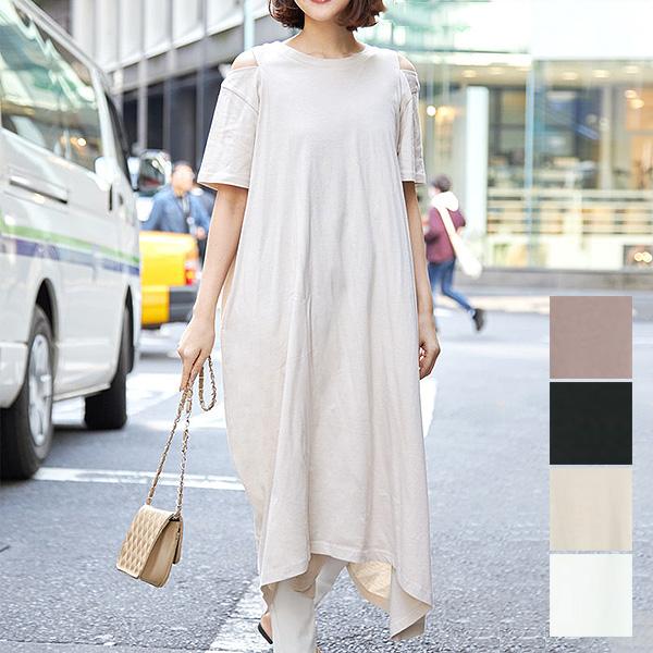 無地 ワンピース 春夏 ワンピース Tシャツワンピース ロング マキシ丈 春 半袖 肩あき タック 天竺 コットン 綿100 イレヘム レディース セール 2818s Sb R パーティードレス Style Block 通販 Yahoo ショッピング