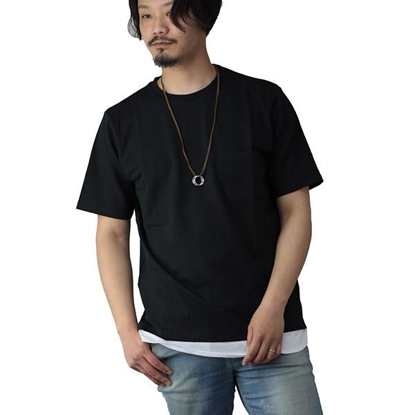 Tシャツ カットソー メンズ 半袖 無地 おしゃれ クルーネック 丸首 レイヤード風 ネックレス付き セット ポケット トップス セール 2818s Sb S パーティードレス Style Block 通販 Yahoo ショッピング