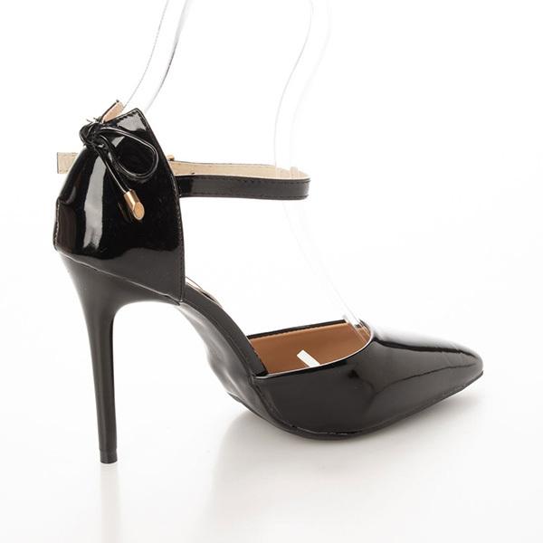 【極美品】ダイアナ☆エナメル リボンストラップ パンプス ハイヒール☆ブラック STYLEBLOCK（スタイルブロック） パンプス ハイヒール ピンヒール