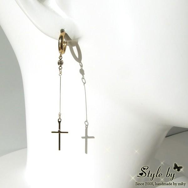 イヤリング レディース 痛くない 軽い クロス 十字架 人気 シンプル 装着簡単 ノンホールピアス 揺れる ドロップ シルバー色 イエローゴールド色 Sbp528 Style By 通販 Yahoo ショッピング