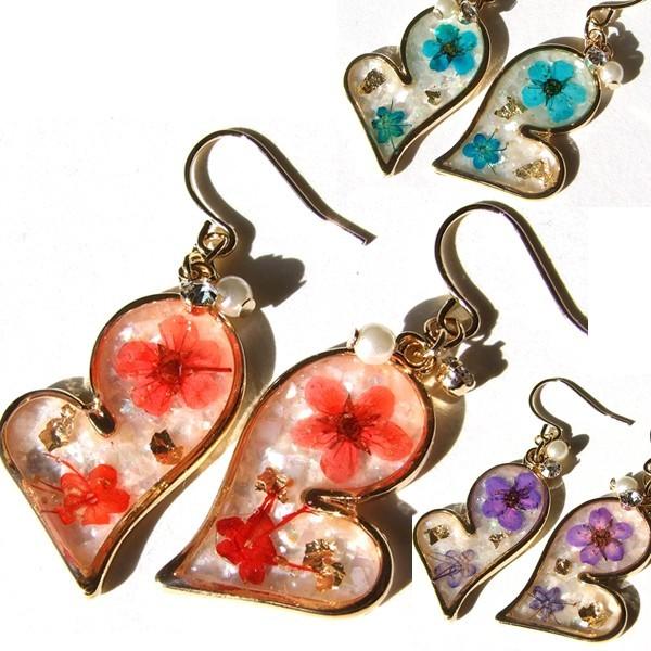 ピアス ドライフラワー レディース 花 フック シェル 螺鈿 ハンドメイド 金箔 エポキシ樹脂 ハート 天然素材 ブルー 青 濃いピンク パープル 紫 Sbp553 Style By 通販 Yahoo ショッピング