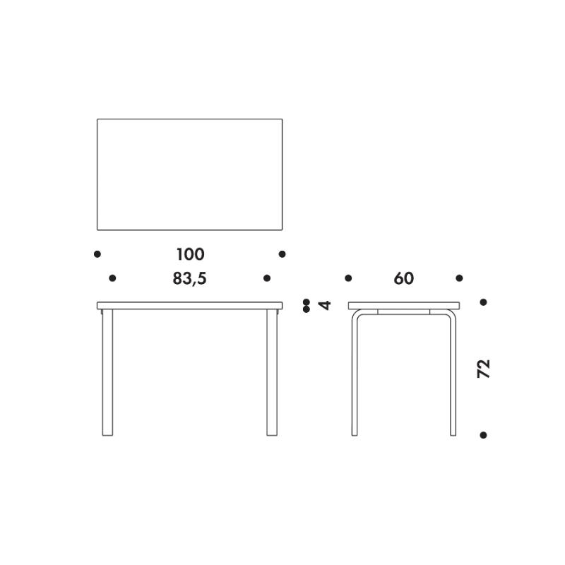 artek（アルテック） 80B テーブル（100×60cm）天板仕上げ：ホワイト