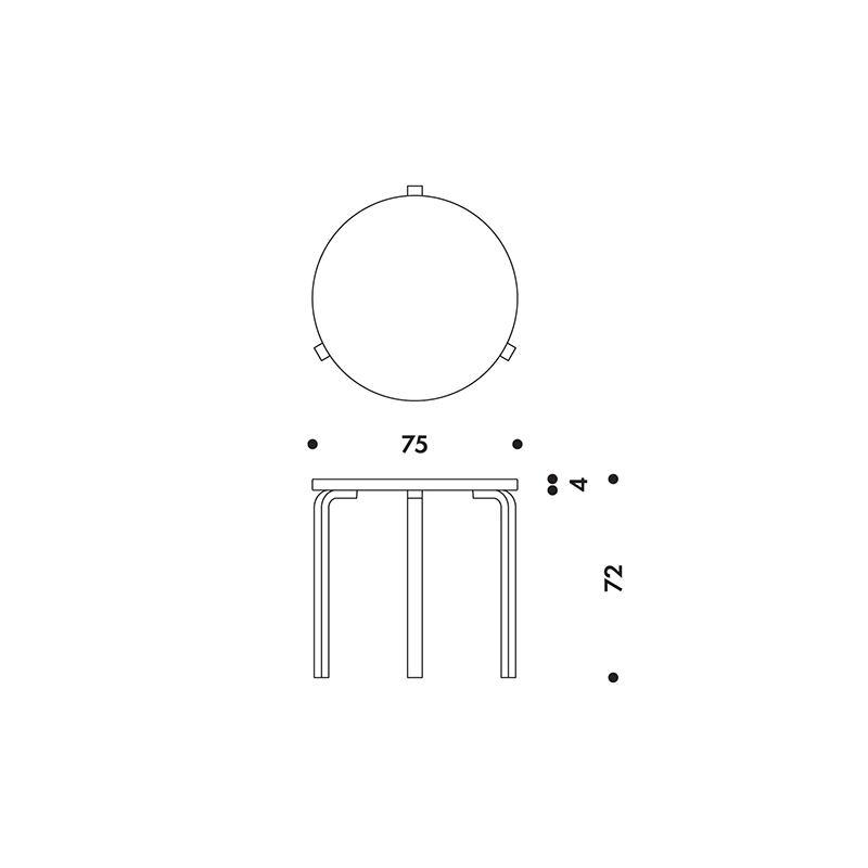 artek アルテック 90B（d. 75）丸テーブル 直径75cm 天板仕上げ：ホワイトラミネート 3本脚 円卓 ダイニングテーブル_4