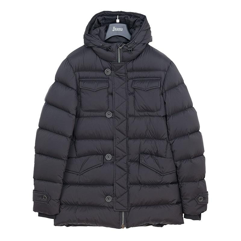 HERNO/ヘルノ  L'ESKIMO 超軽量 ブラック フーデット ダウンジャケットの画像