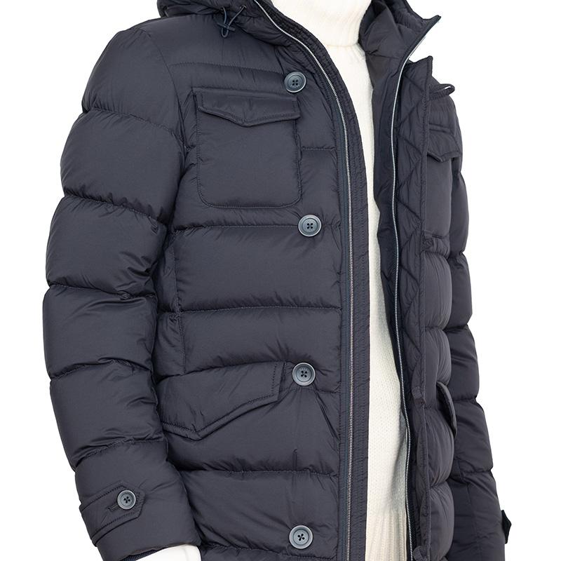 Herno ダウンジャケット ネイビー 40 HERNO HERNO/ヘルノ L'ESKIMO 超軽量 ネイビー フーデット