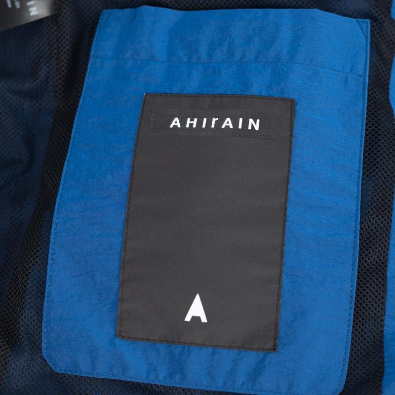 Ahirain/アイレイン イタリア製 ナイロン ブルー フーデットコート 