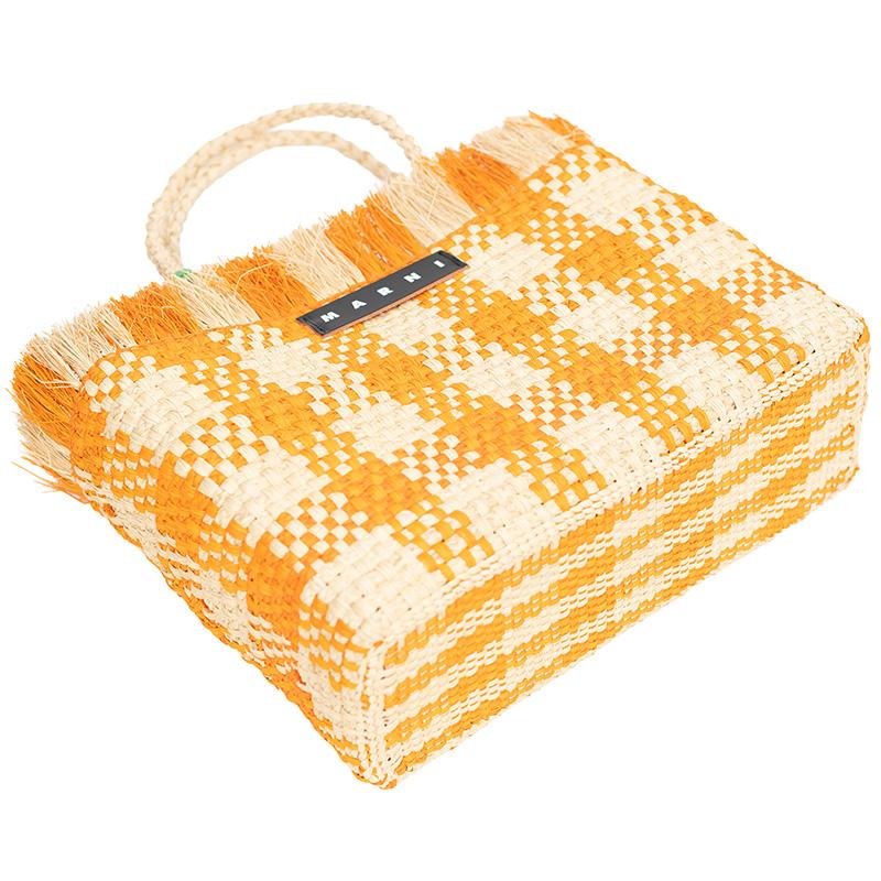 即日発送⭐︎MARNI MARKET トートバッグ　ナイロン　かごバッグ マルニ MARNI MARKET マルニ マルニマーケット レディースバッグオレンジ