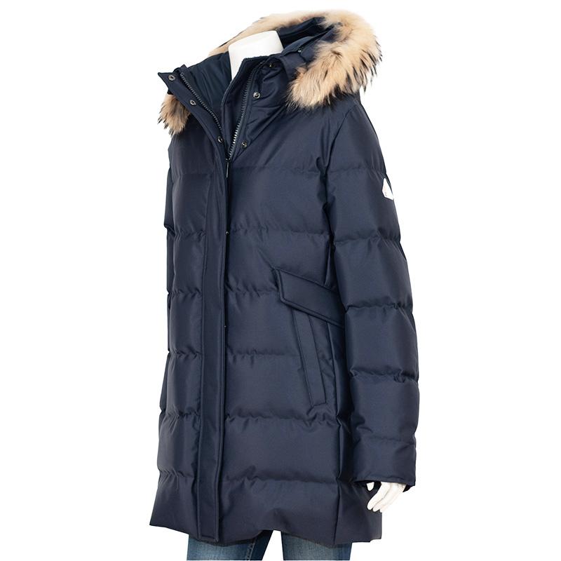 美品/PYRENEX/GRENOBLE/ダウンコート/ラクーンファー/ネイビー