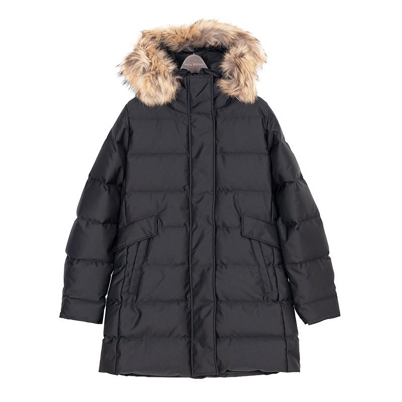 PYRENEX 黒 ダウンジャケット ラクーンファー