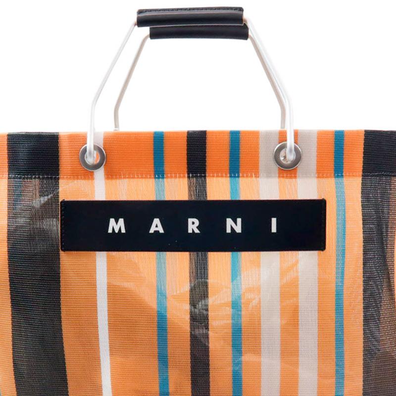 MARNI FLOWERCAFEストライプナイロンメッシュトートバッグ : Style