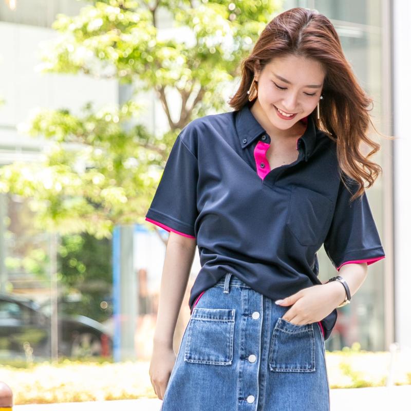 ポロシャツ レディース かわいい 半袖 ボタンダウン ドライ 介護
