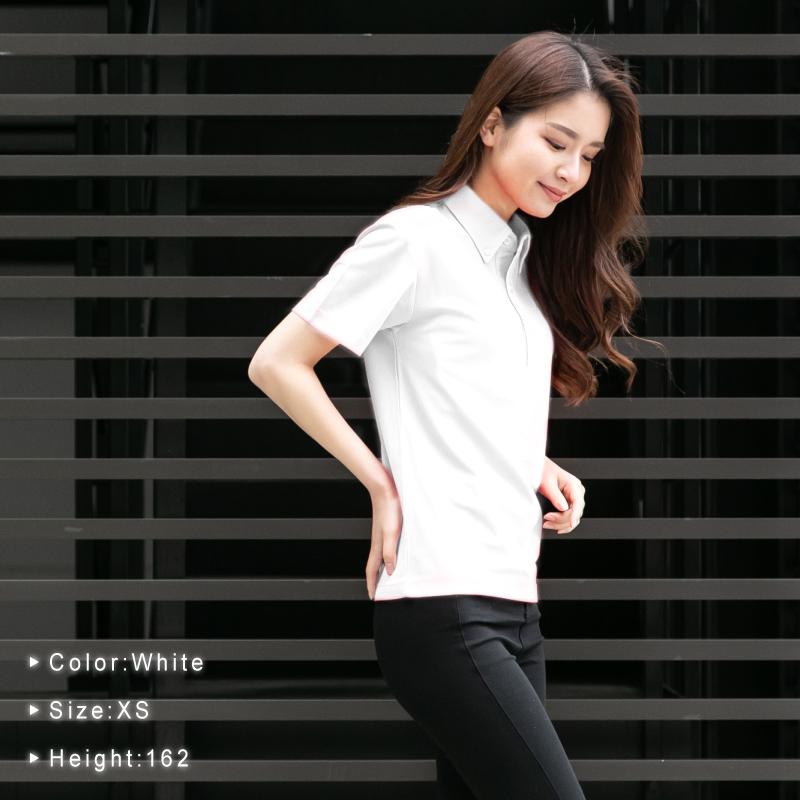 ポロシャツ レディース 半袖 かわいい 無地 ドライ 吸水 速乾 ボタンダウン おしゃれ 黒 白 ネイビー スポーツ ゴルフ 制服 ユニフォーム 大きい |  | 06