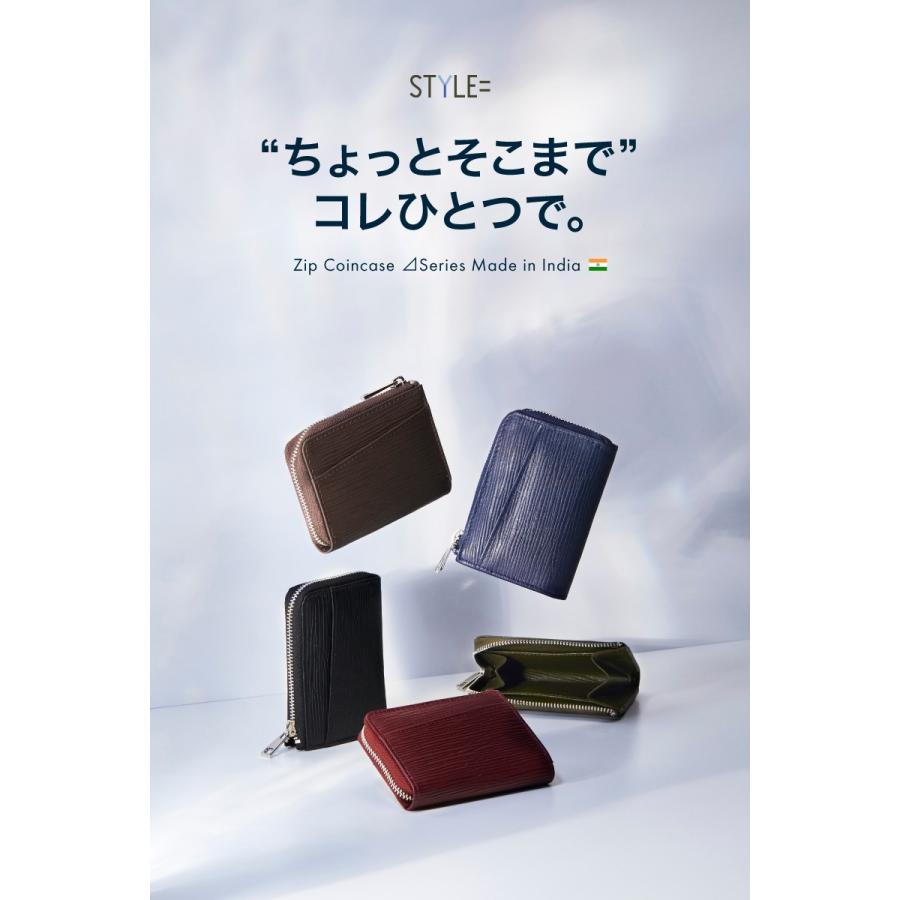 財布 ミ二サイフ 小銭入れ コインケース Δ(デルタ) 水シボ ジップ メンズ レディース 革 名入れ  おしゃれ コンパクト |  | 02