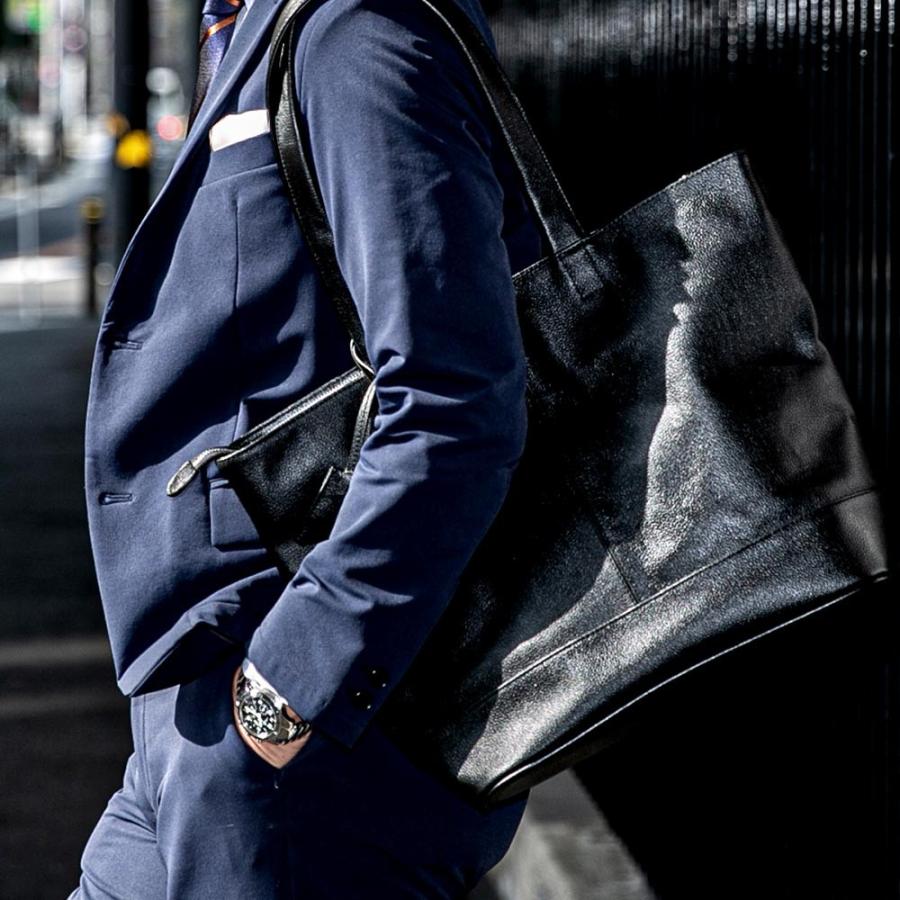 トートバッグ メンズ ビジネスバッグ 本革 ブラック シボ革 A4 レザー