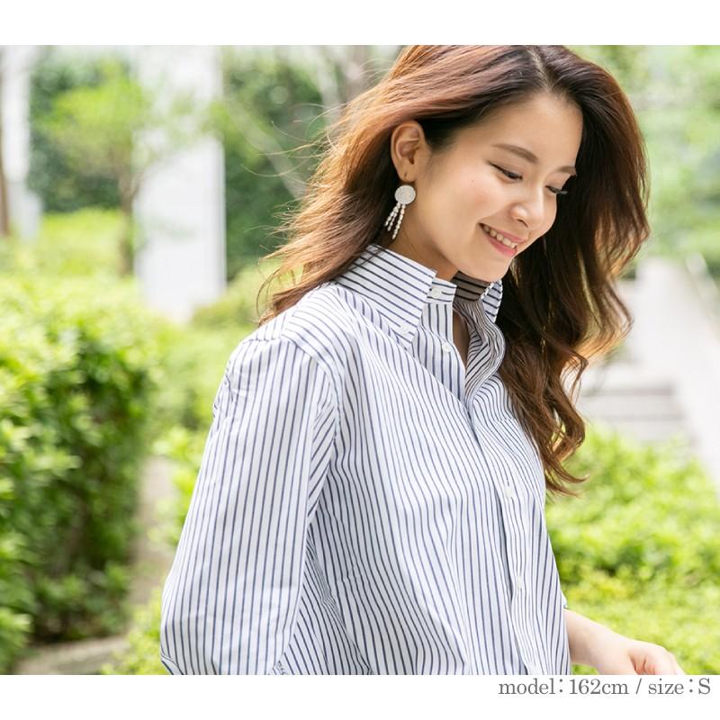 シャツ レディース ブラウス 長袖 白 ネイビー ベージュ おしゃれ 無地 ストライプ チェック カフェ 仕事 Lwsrt17 スタイルイコール 通販 Yahoo ショッピング