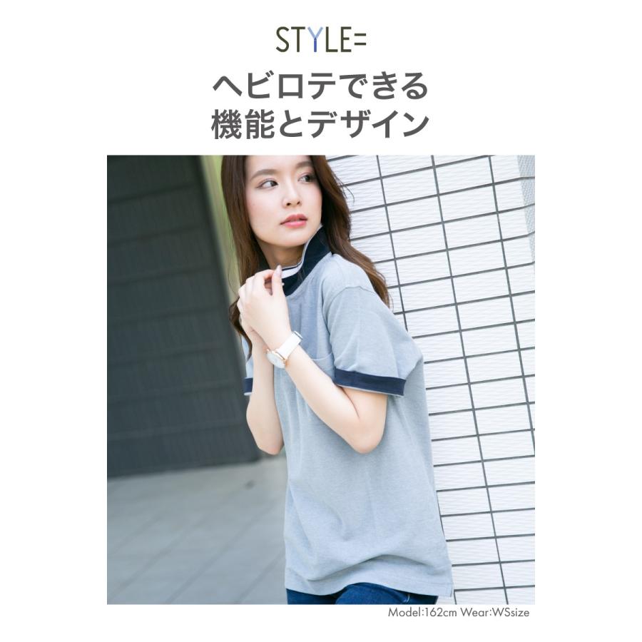 ポロシャツ レディース かわいい 半袖 2WAY 吸水速乾 介護 ゴルフ 黒