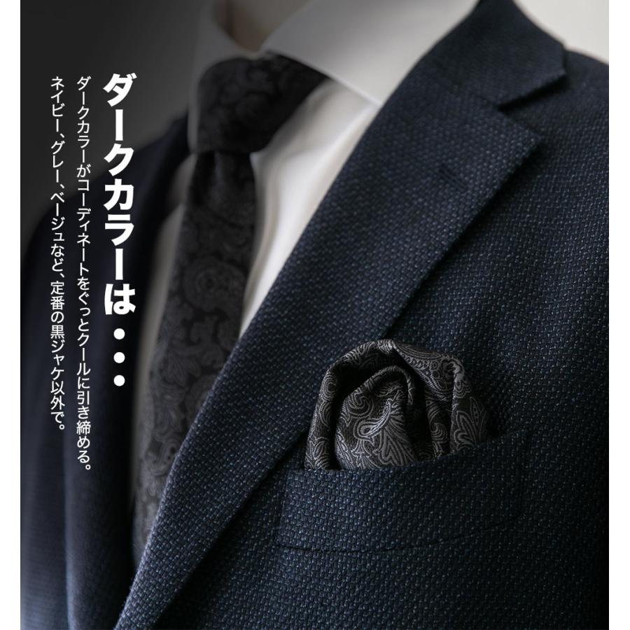 ポケットチーフ 日本製 ブラック シルク100% シルバー フォーマル パーティー ストライプ ドット ペイズリー |  | 03