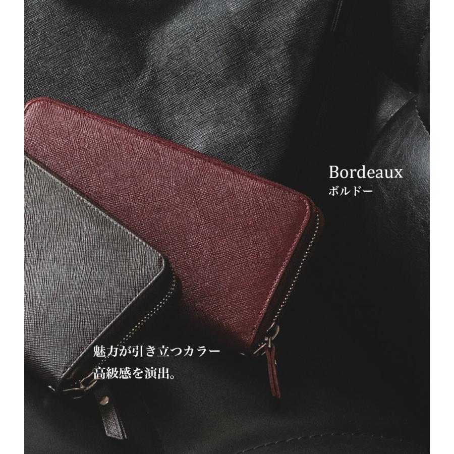 長財布 メンズ 本革 カウレザー 角シボ型押し革 ラウンドファスナー
