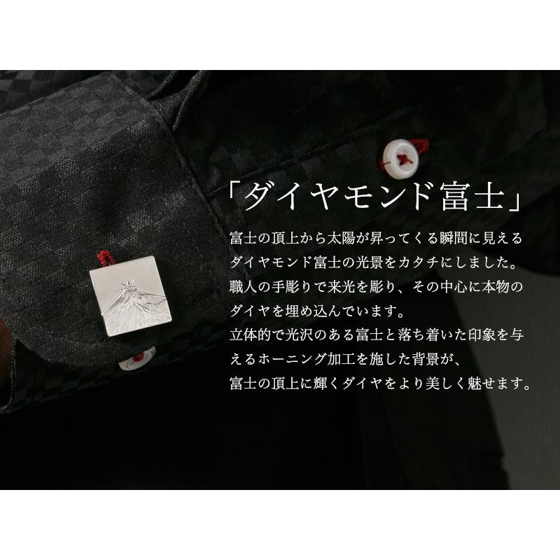 「ダイヤモンド富士」 カフスボタン 単品 （カフリンクス） 結婚式 メンズ ノーブランド ダイヤモンド シルバー X'mas クリスマス 父の日 プレゼント 富士山の画像