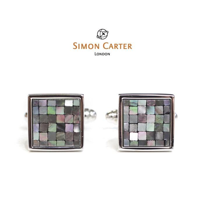カフス ブランド サイモンカーター Simon Carter　Chequer / Grey Mother of Pearl / SIMON CARTER ギフト プレゼント 送料無料 | SIMON CARTER