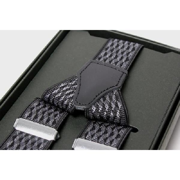 サスペンダー / メンズ Y型 （2WAY クリップ ・ ボタン ） 30mm幅 / ウェーブ柄　グレー　フォーマル ・ ビジネス ・ カジュアルに　（  ） |  | 01