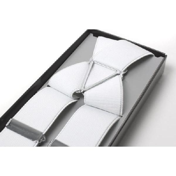 サスペンダー / メンズ 30mm幅 X型 ホワイト （ 白 ） 無地