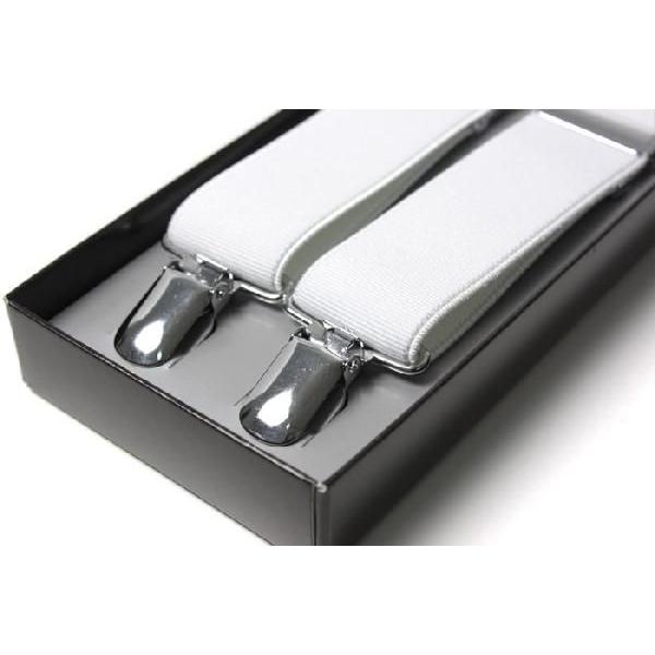 サスペンダー / メンズ 30mm幅 X型 ホワイト （ 白 ） 無地