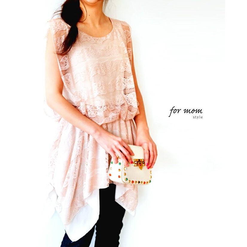 40代 50代 オフィスカジュアル Style Forme ピンク 繊細なレースを纏う イレヘムデザインのトップス F S Texascashandpawn Com