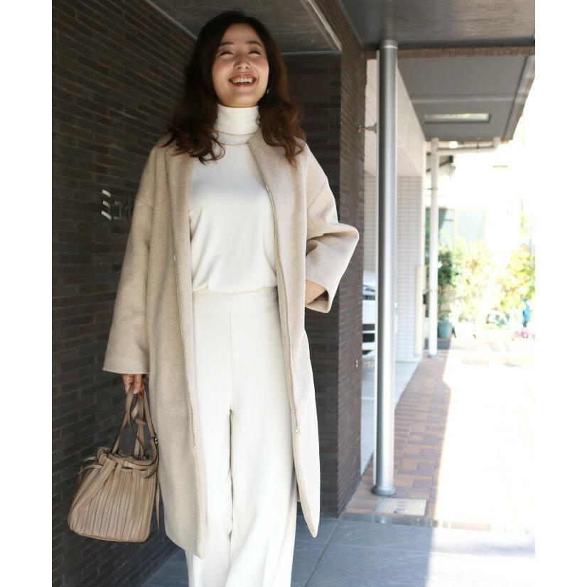 ノーカラー コートキルト アウター 羽織  暖かい ベージュ ブラック 黒 レディース ファッション フリーサイズ ゆったり きれいめ シンプル