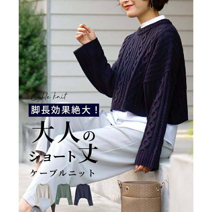 Ehre style（エーレスタイル） 長袖 ショート丈 ニット コンパクト