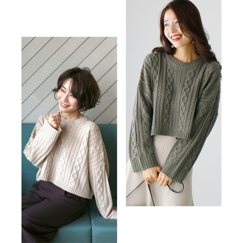 Ehre style（エーレスタイル） 長袖 ショート丈 ニット コンパクト