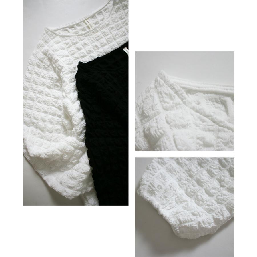 トップス カットソー 長袖 デザイン デザイントップス リップル加工 立体 ラウンド ストレッチ 伸縮性 速乾性 ストレスフリー ノーアイロン