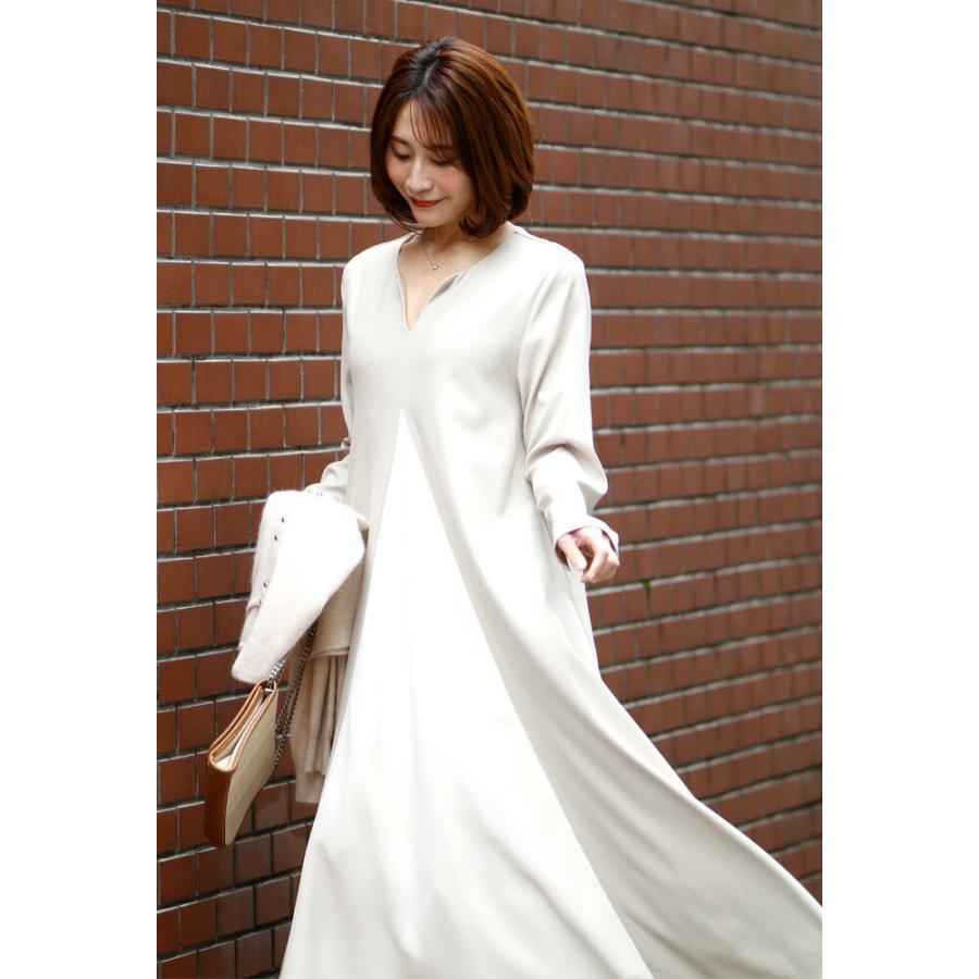 ワンピース ロングワンピース Aライン バイカラー 配色 スリット V  