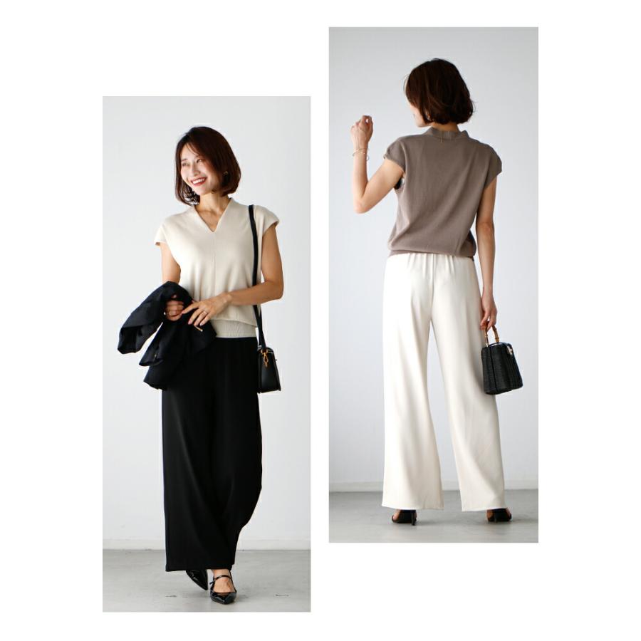 Ehre style トップス サマーニット フレンチスリーブ Vネック